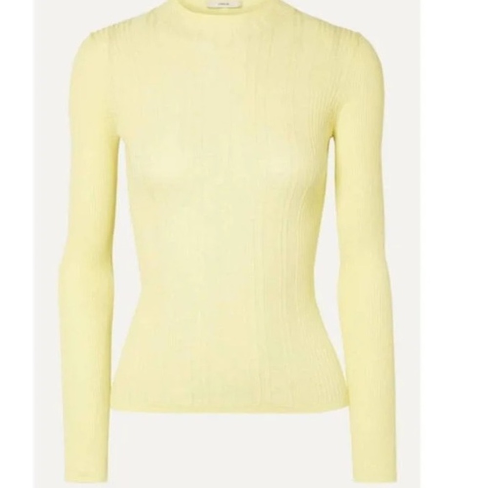 Vince yellow sheer ribbed shirt